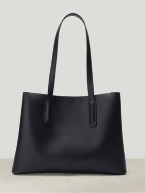 Classic Black Leather Tote Bag